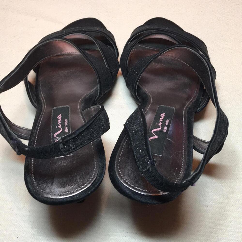 Nina New York black glitter strappy heels sz 7.5 shoes - Picture 8 of 8